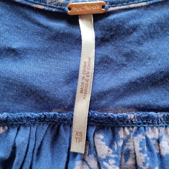 FREE PEOPLE Fiona Wrap Top, Boho, Blue Cobalt, XSmall, Bell Long Sleeves - Picture 7 of 16